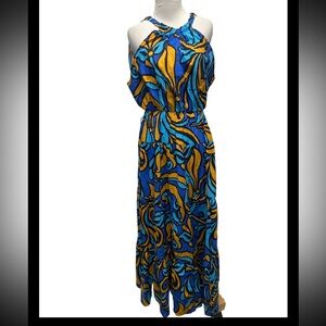 Zara Halter Cotton Sleeveless Maxi Dress